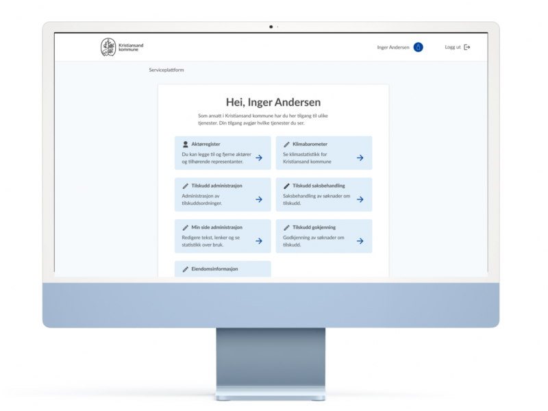 Skjerm med forsiden til Min side