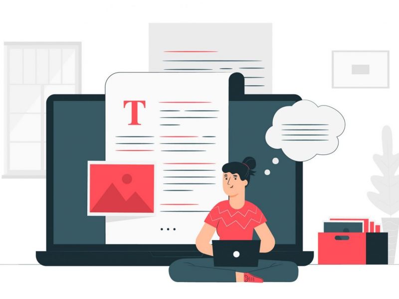 Illustrasjon av person som skriver på nett.