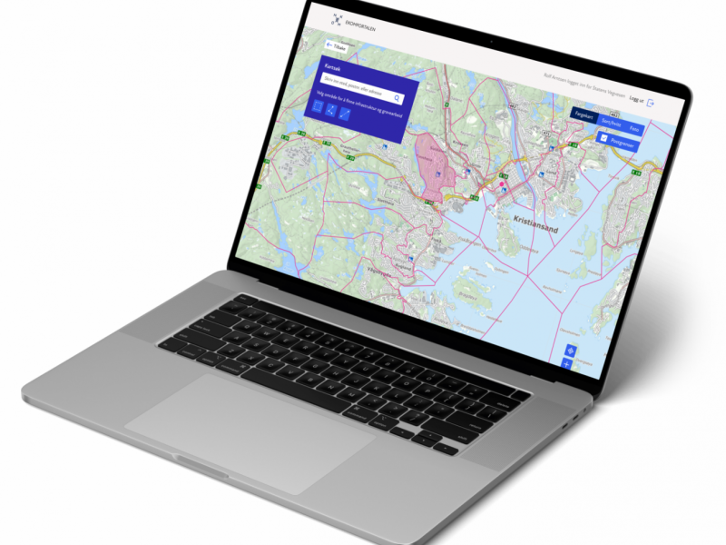 Mockup av kartvisning i Ekomportalen. Illustrasjon.