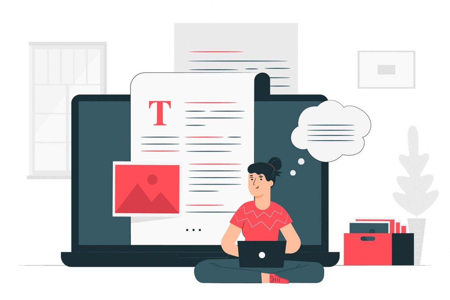 Illustrasjon av person som skriver på nett.